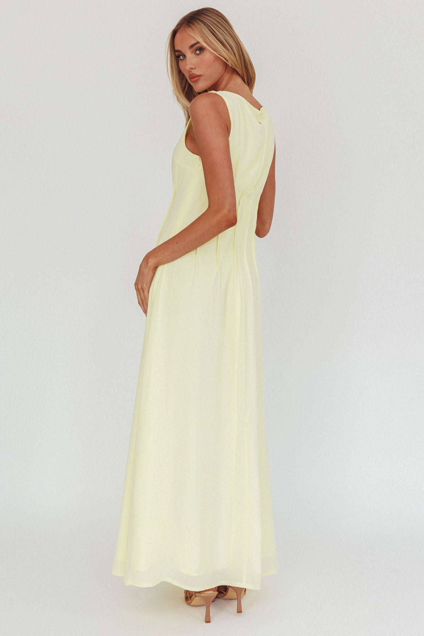 Karine Pintuck Pleat Maxi Dress Butter by Selfie Leslie