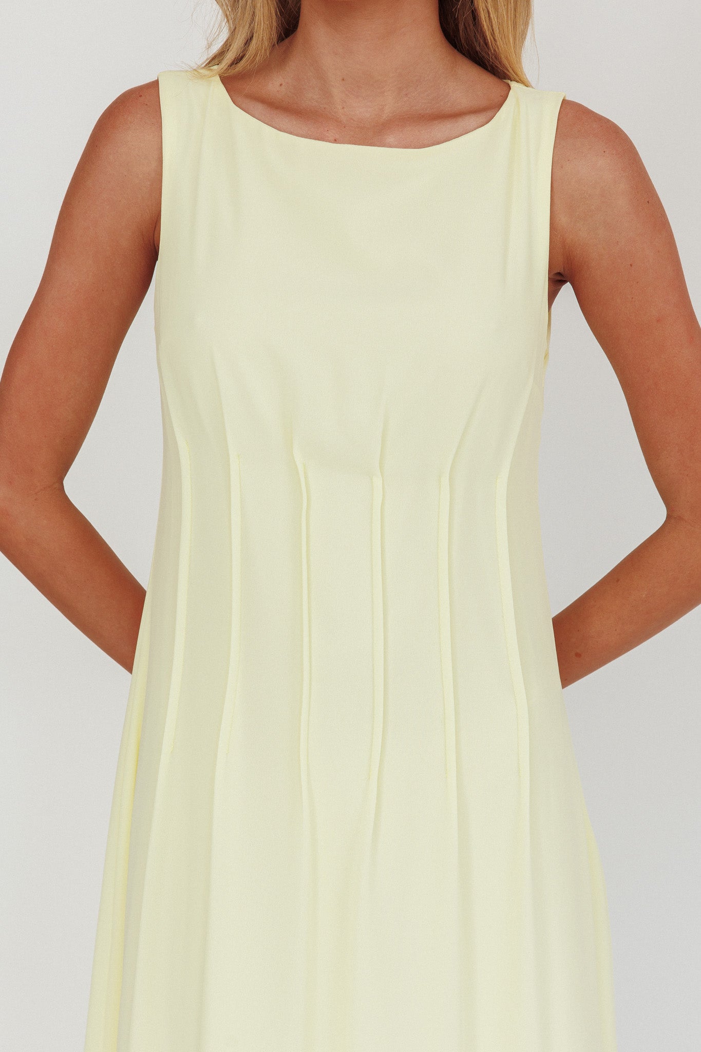 Karine Pintuck Pleat Maxi Dress Butter by Selfie Leslie