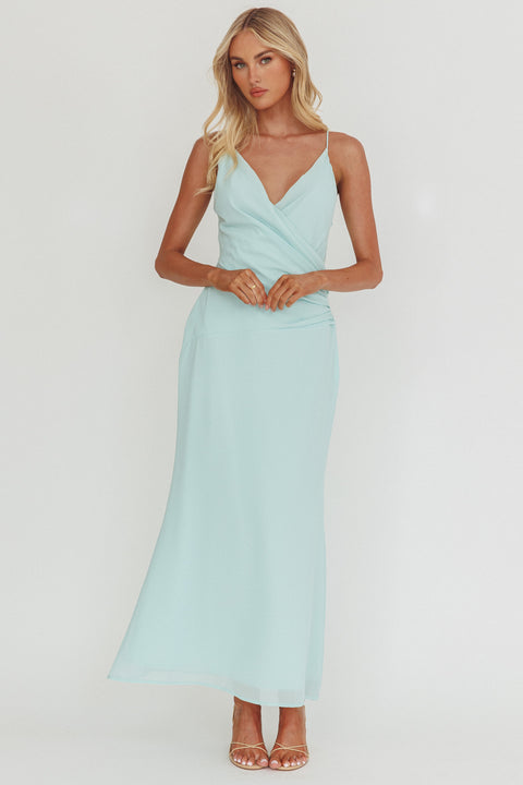 light tiffany blue bridesmaid dresses Lexxi Crossover Gathered Waist Maxi Dress XS Color:DarkSage perfect for European and WESTERN WEAR Sequined Rent the Runway