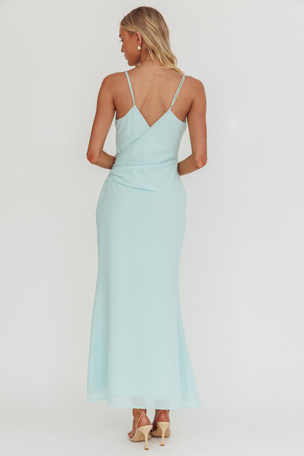 Lexxi Crossover Gathered Waist Maxi Dress Tiffany Blue XS Lexxi Crossover Gathered Waist Maxi Dress Tiffany Blue XS
