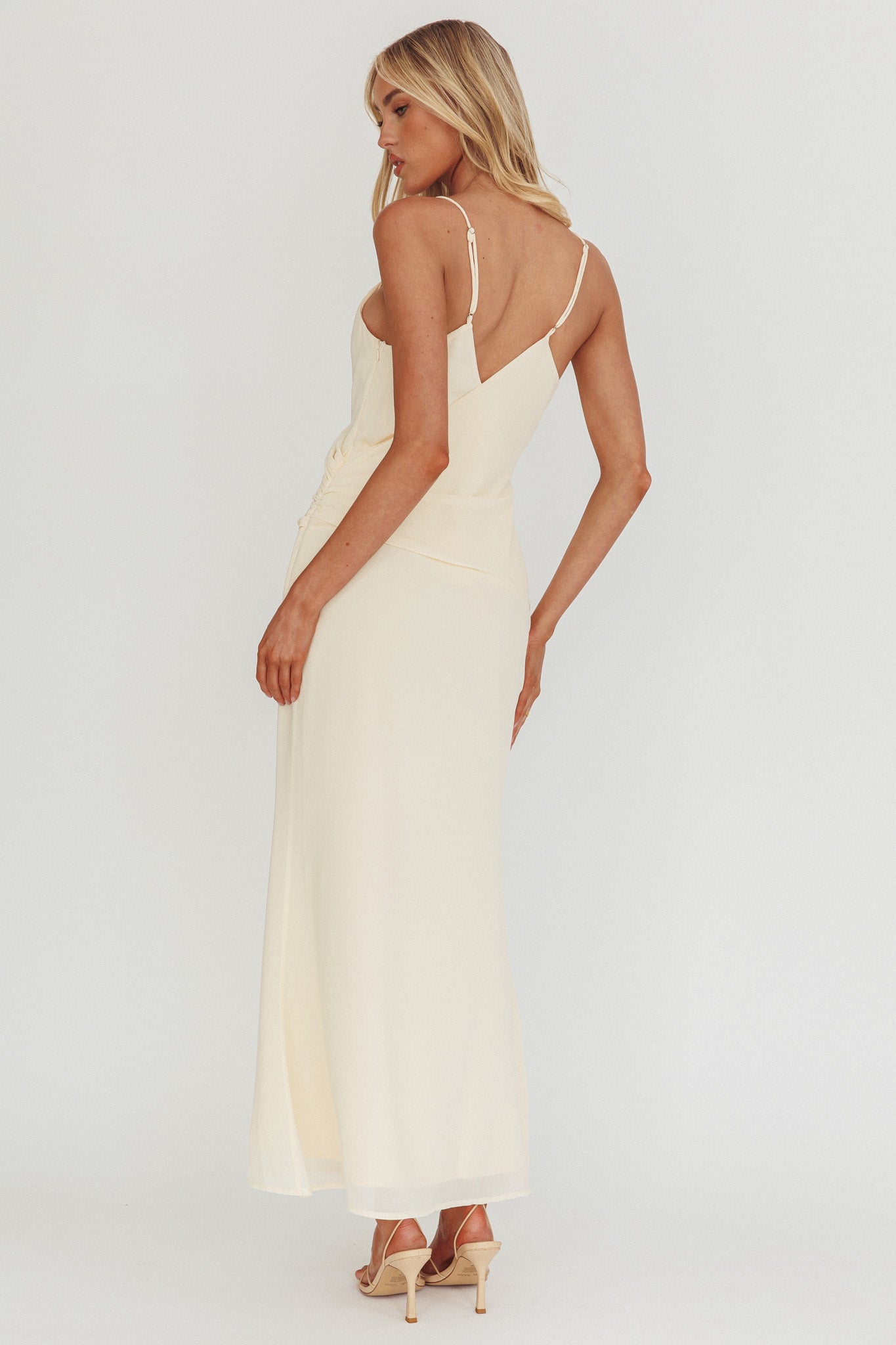 Lexxi Crossover Gathered Waist Maxi Dress Butter by Selfie Leslie