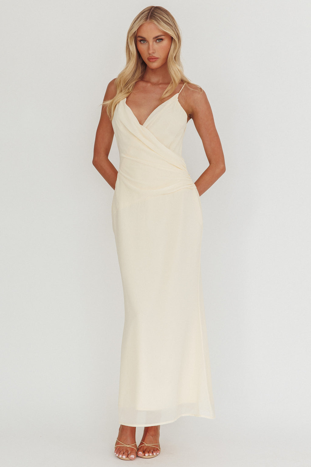 Lexxi Crossover Gathered Waist Maxi Dress Butter by Selfie Leslie