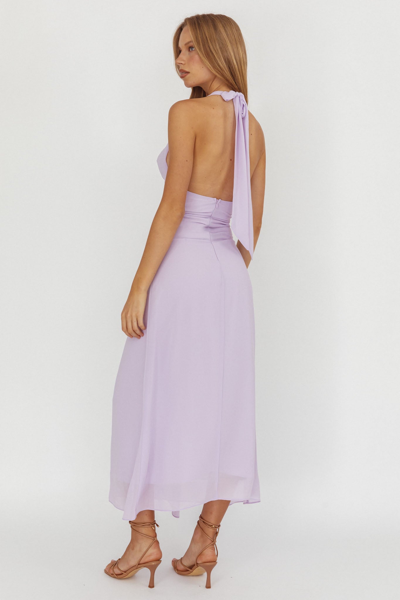 Maretha Cowl Halterneck Maxi Dress Lilac - XS Maretha Cowl Halterneck Maxi Dress Lilac - XS