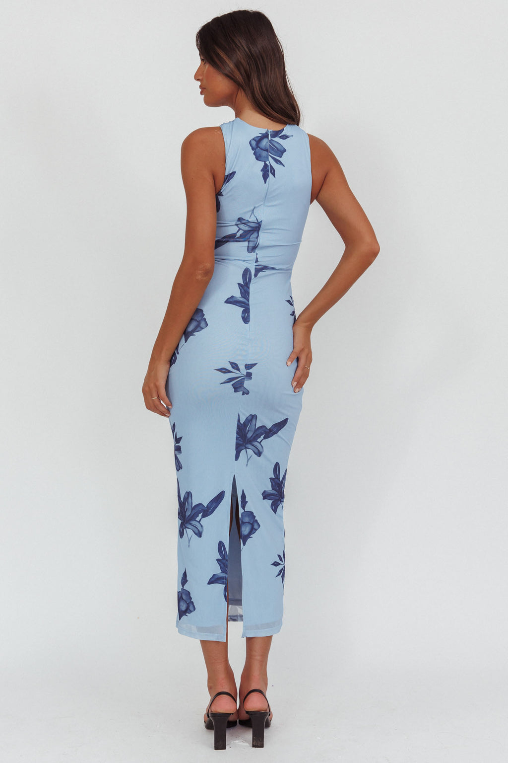 Maretha Gold Link Neckline Maxi Dress Lily Blue by Selfie Leslie