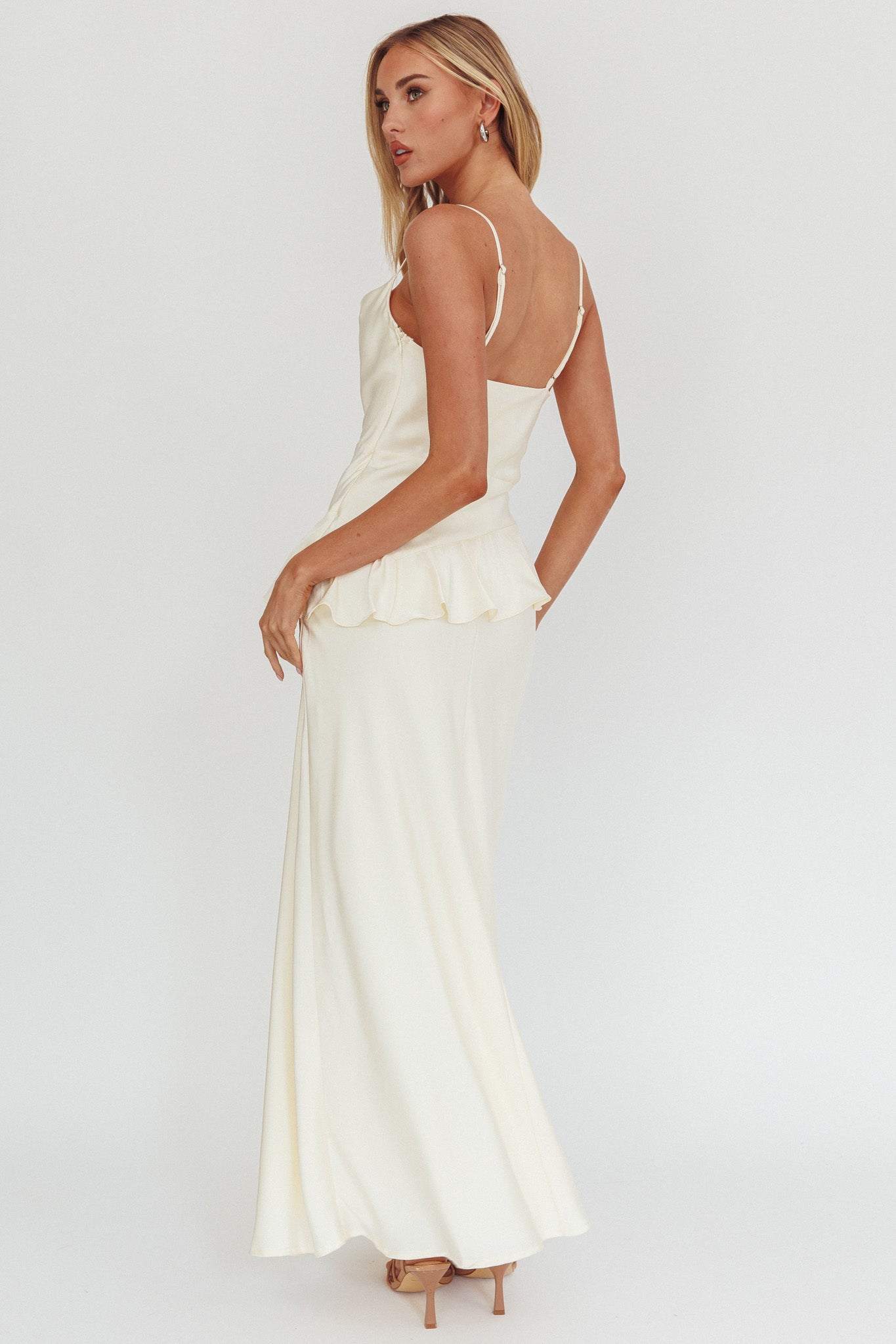 Jerica Ruffle Waist Maxi Dress Butter by Selfie Leslie