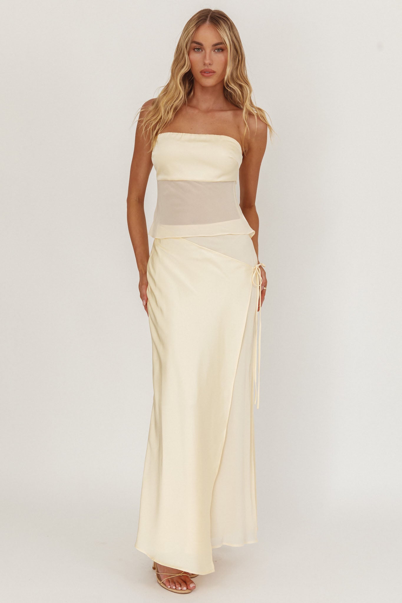 Jerica Wrap Front Maxi Skirt Butter by Selfie Leslie