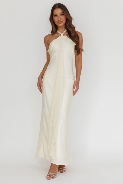 Starlet Halterneck Sash Maxi Dress Butter | Selfie Leslie