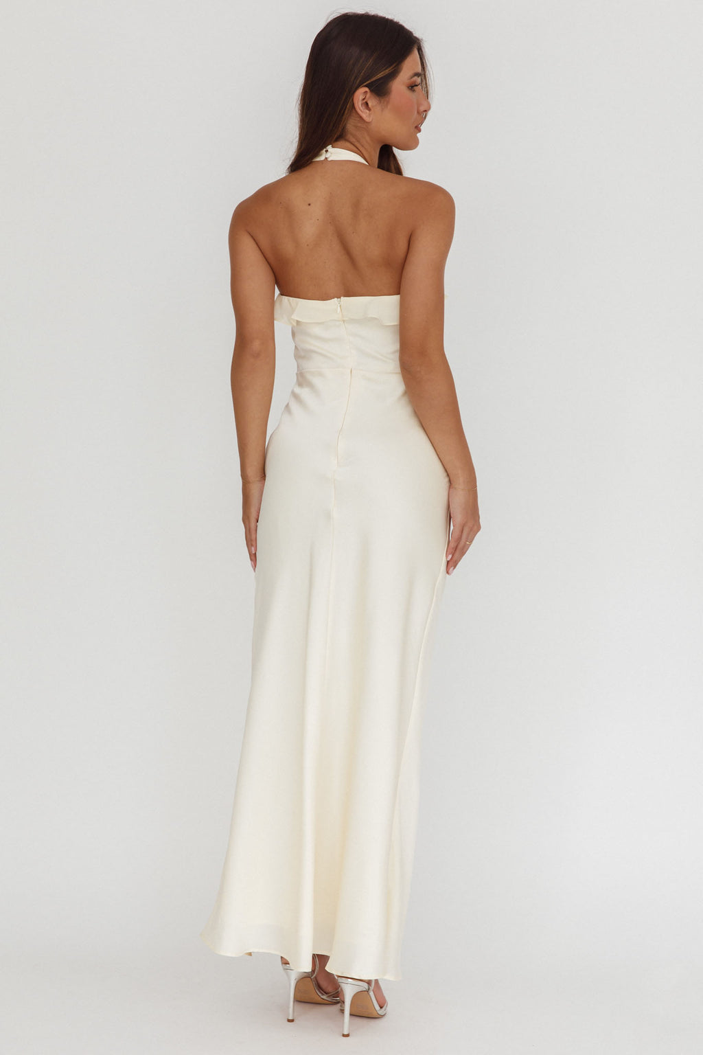Starlet Halterneck Sash Maxi Dress Butter by Selfie Leslie