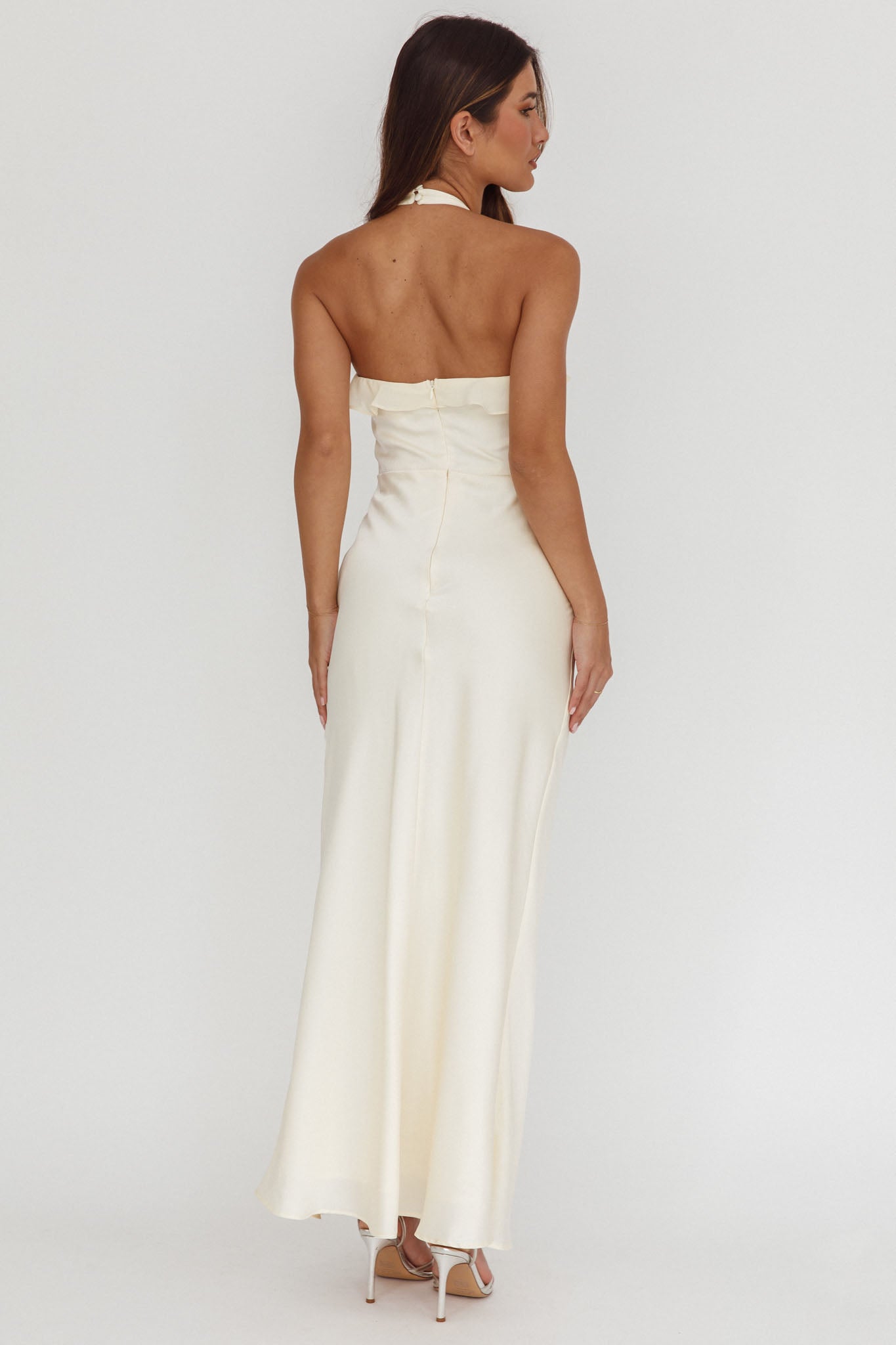 Starlet Halterneck Sash Maxi Dress Butter by Selfie Leslie