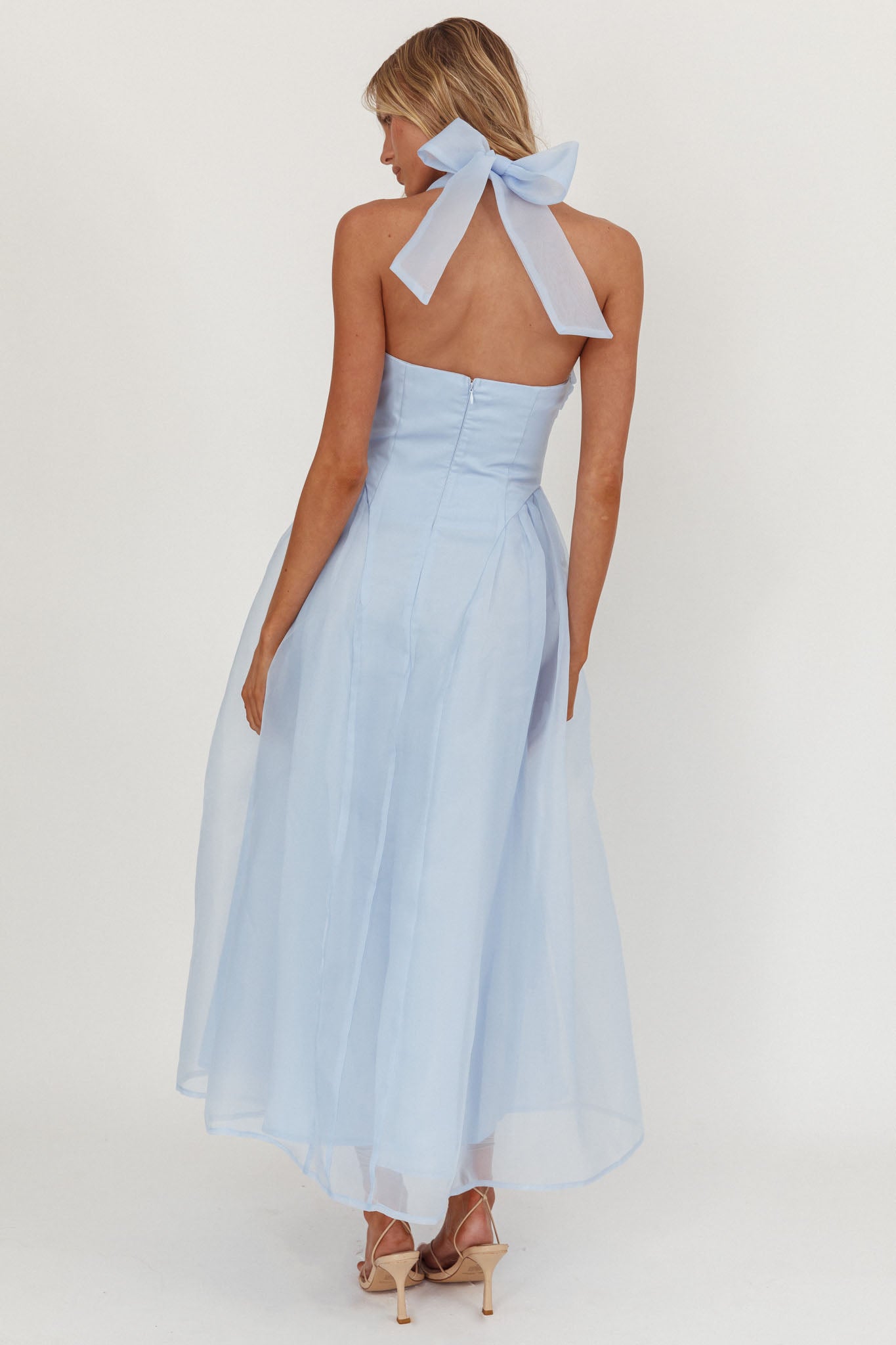 Elvera Rose Bust Halter Midi Dress Blue by Selfie Leslie