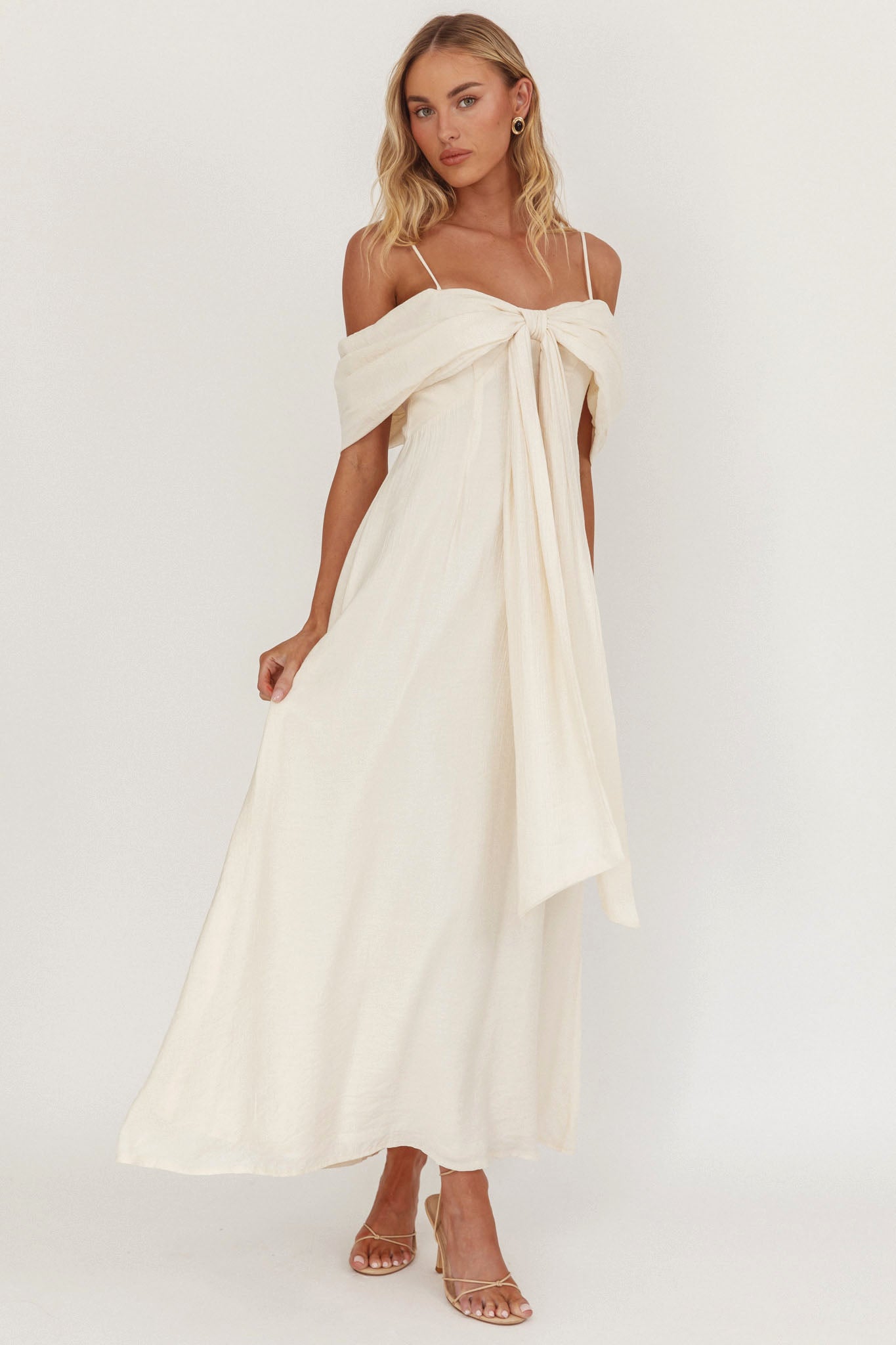 cream bow dress Lillibet Tied Bust Midi Color:Aqua Sparkle A standout design highlight Category - The Shirt Dress The Lady in the