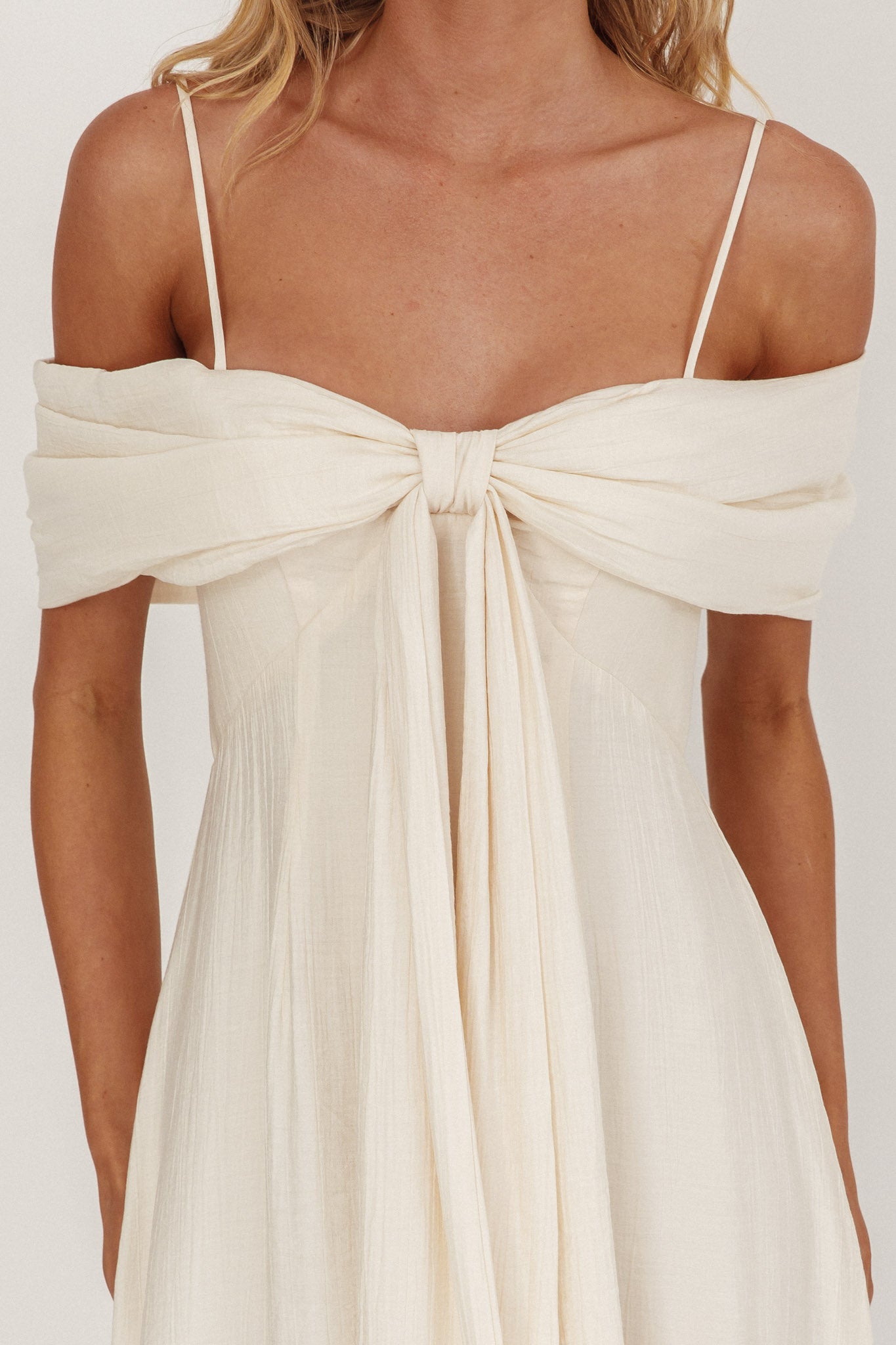 Lillibet Bow Tied Bust Midi Dress Cream | Selfie Leslie Lillibet Bow Tied Bust Midi Dress Cream | Selfie Leslie