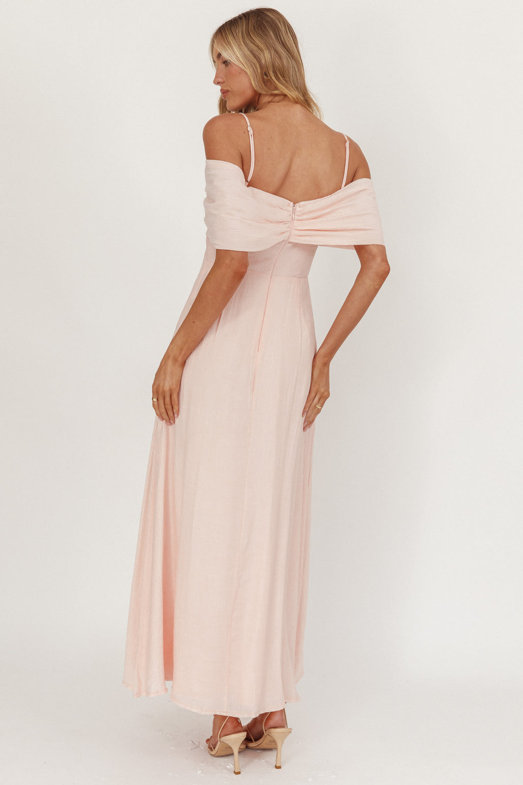 Lillibet Bow Tied Bust Midi Dress Pink by Selfie Leslie