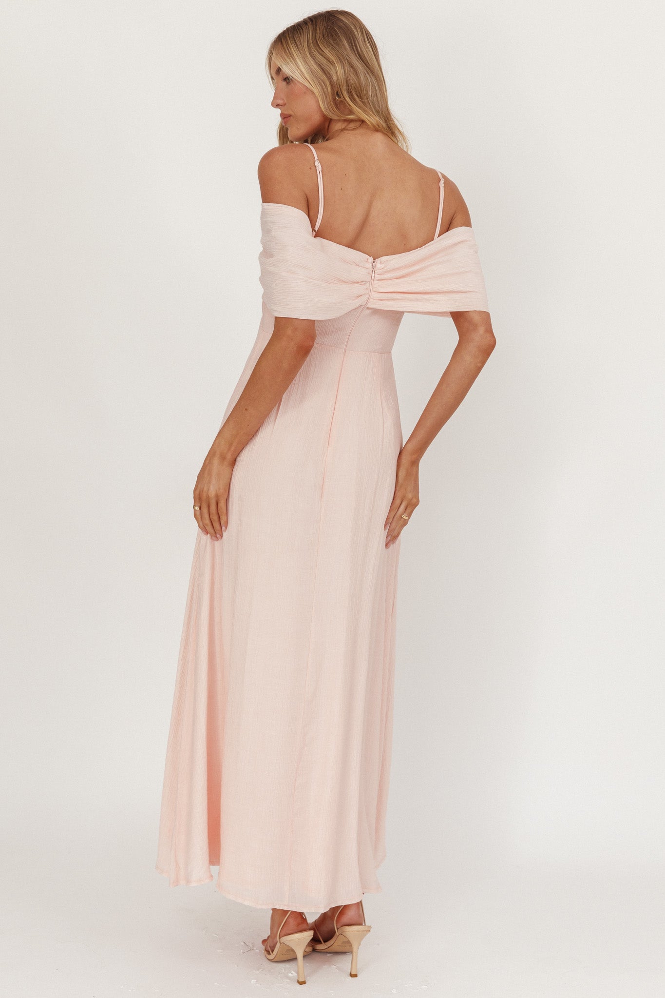 Lillibet Bow Tied Bust Midi Dress Pink by Selfie Leslie