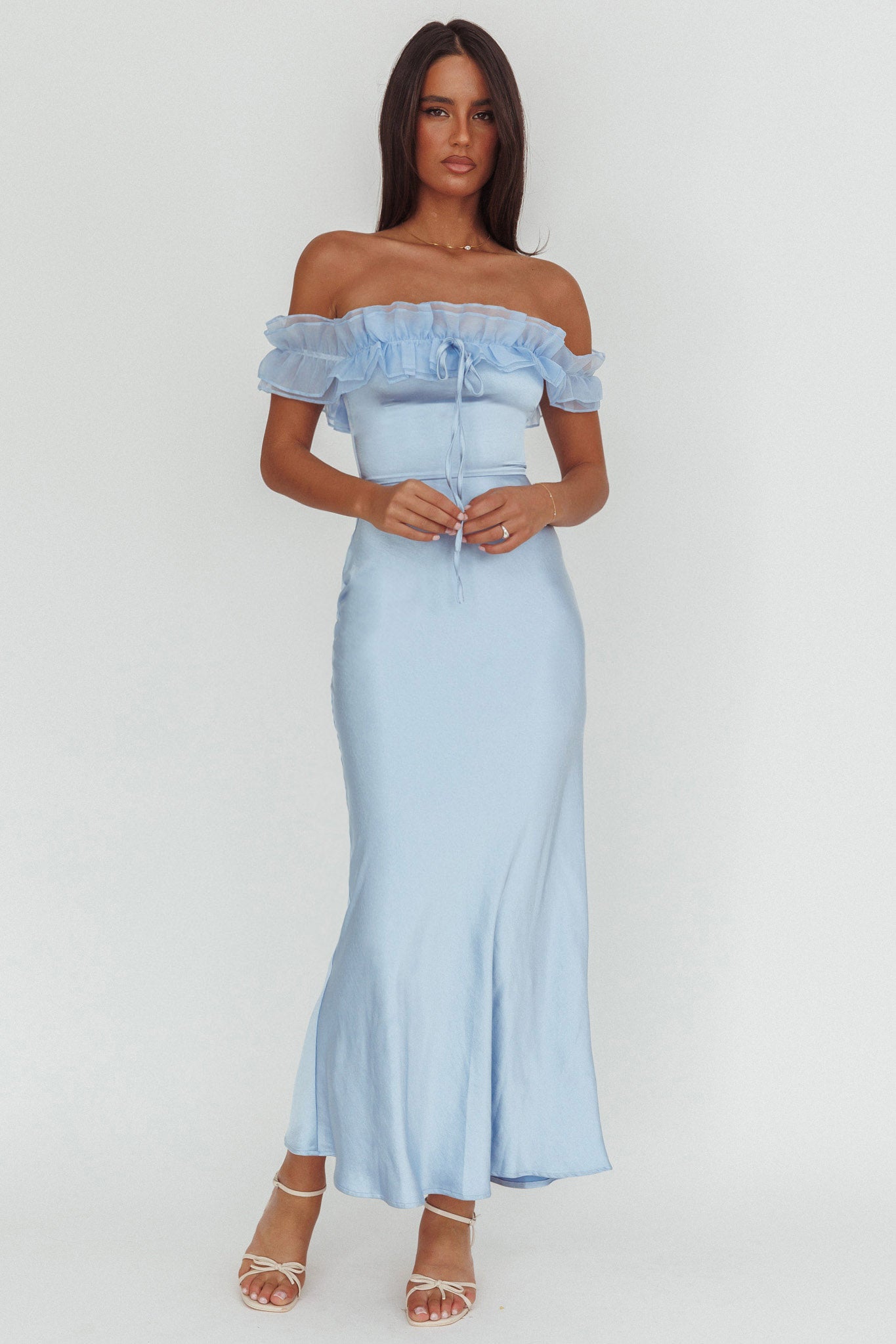 Summerfield Off-Shoulder Maxi Dress Blue– Selfie Leslie