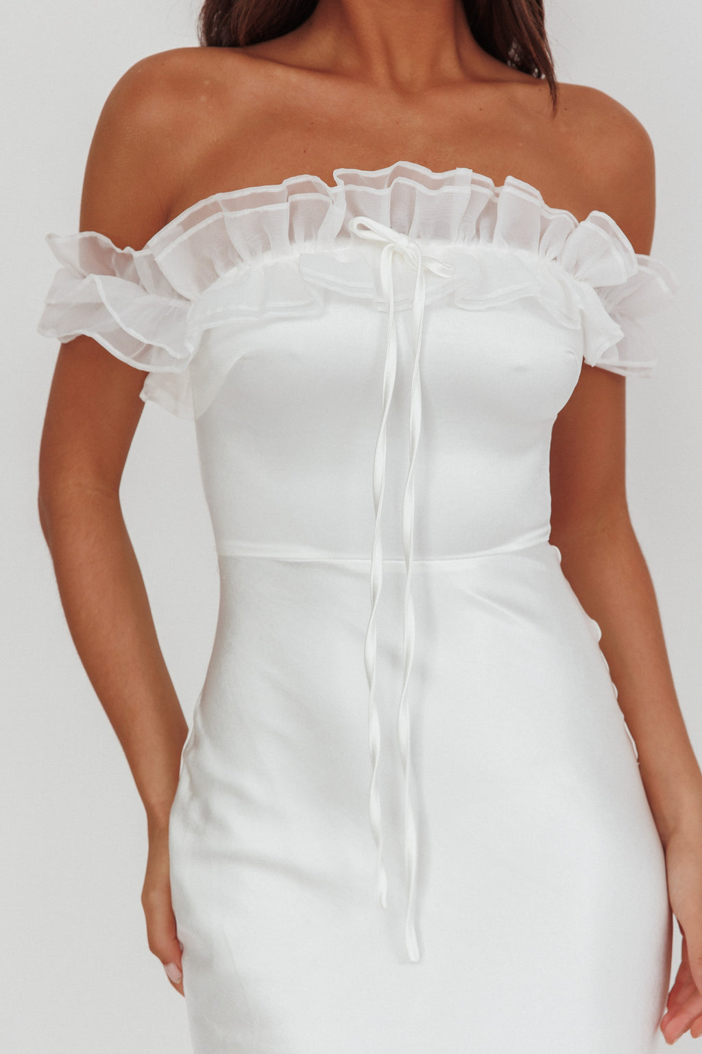 Summerfield Off-Shoulder Maxi Dress White by Selfie Leslie