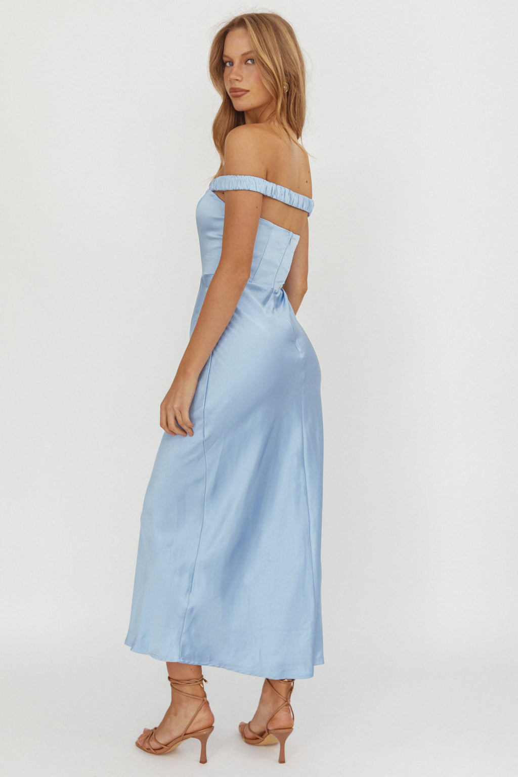 Cari Off-Shoulder Strap Maxi Dress Ice Blue by Selfie Leslie