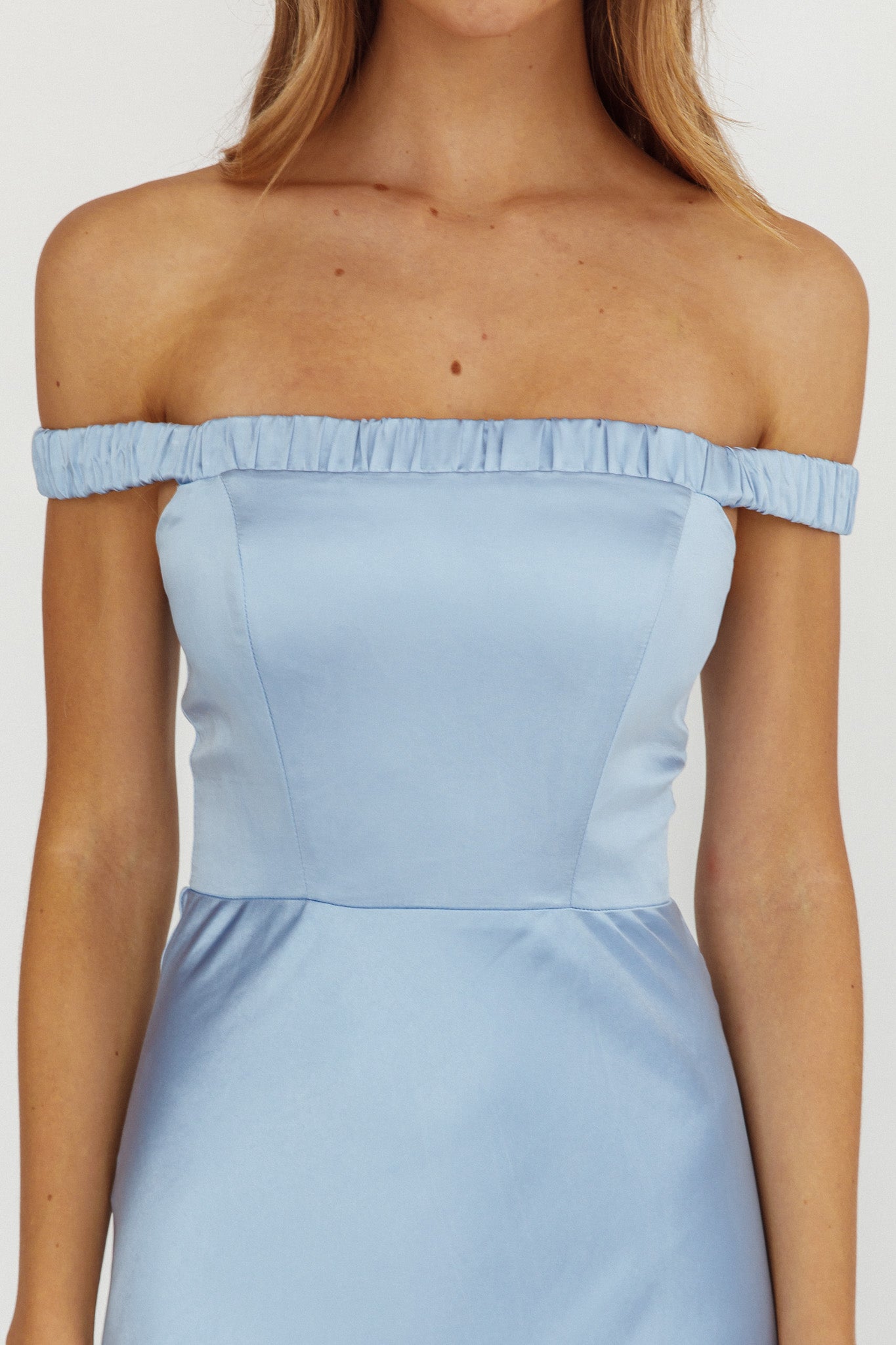 Cari Off-Shoulder Strap Maxi Dress Ice Blue by Selfie Leslie