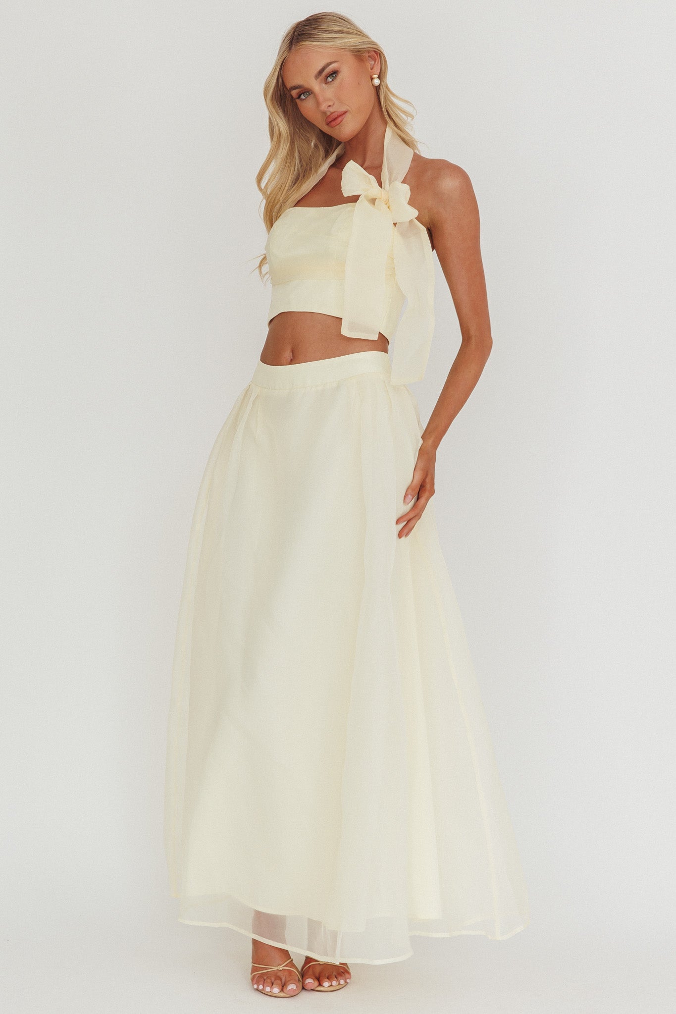 Simple Things Organza Maxi Skirt Butter by Selfie Leslie