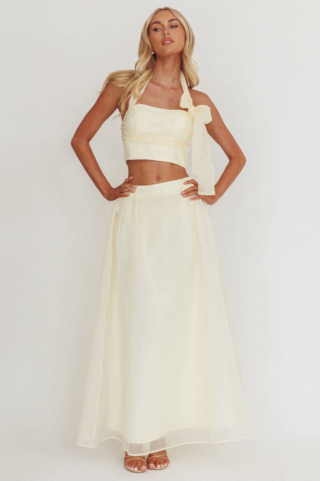 Simple Things Organza Maxi Skirt Butter by Selfie Leslie