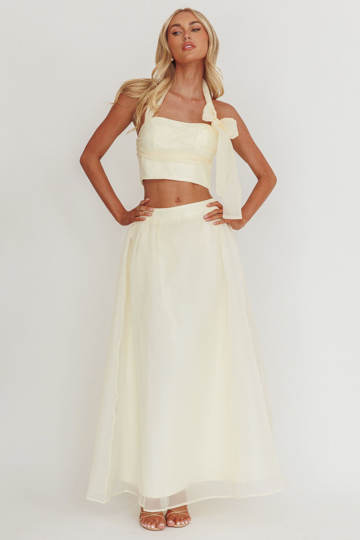 Simple Things Organza Maxi Skirt Butter by Selfie Leslie