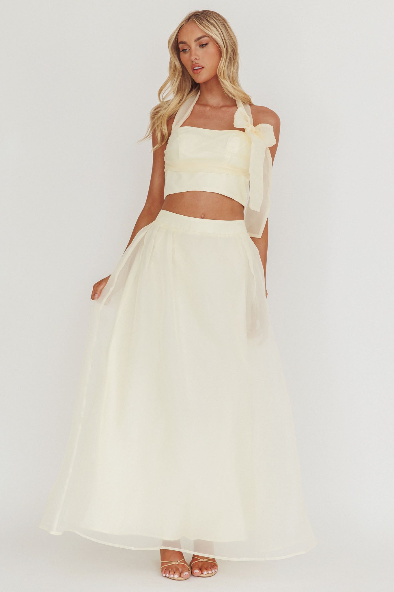Simple Things Organza Maxi Skirt Butter by Selfie Leslie