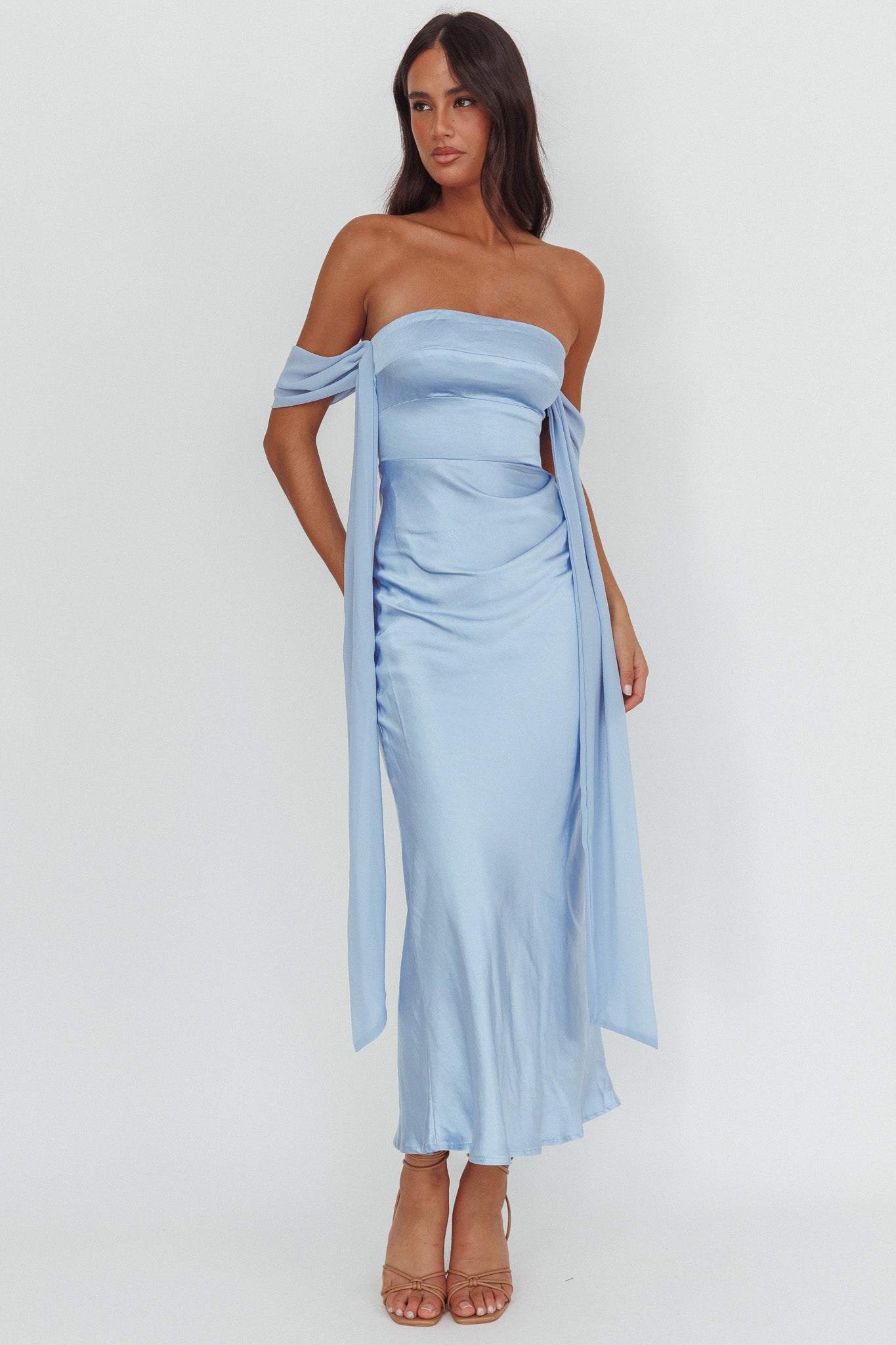 Odayah Draped Sleeve Maxi Dress Blue | Selfie Leslie