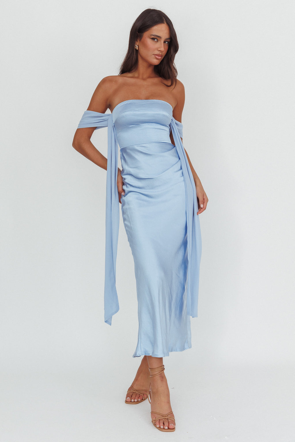 Odayah Draped Sleeve Maxi Dress Blue by Selfie Leslie