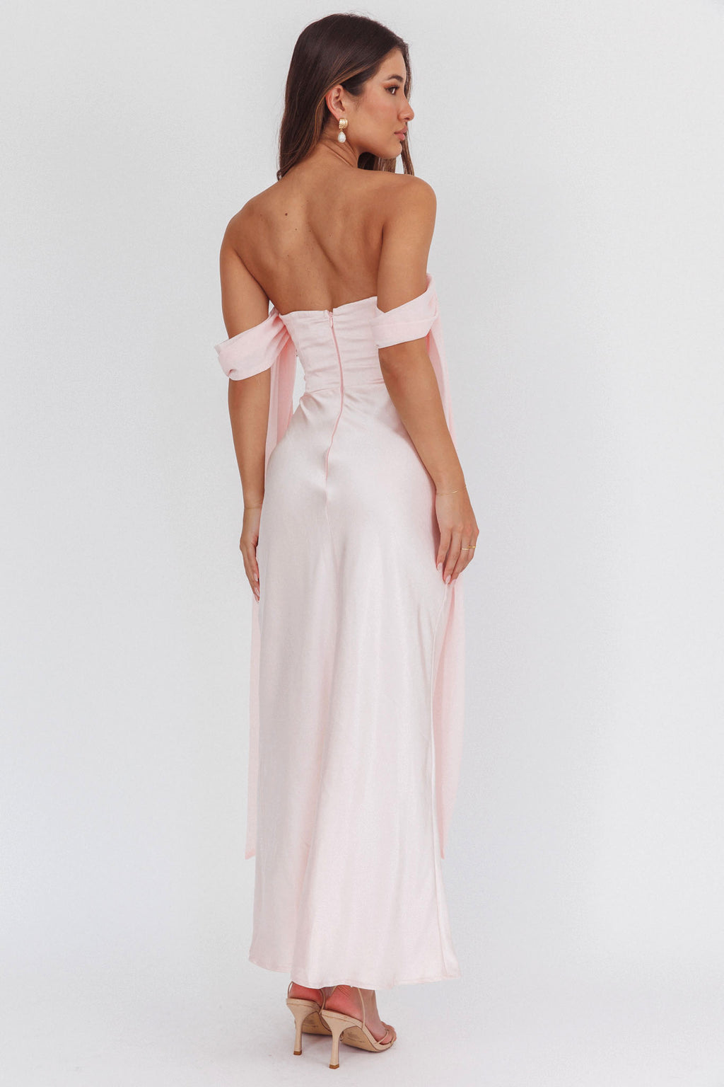 Odayah Draped Sleeve Maxi Dress Pink by Selfie Leslie