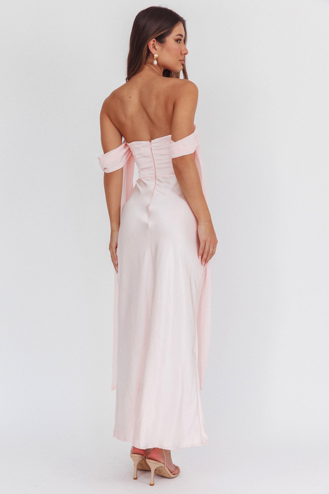 Odayah Draped Sleeve Maxi Dress Pink by Selfie Leslie