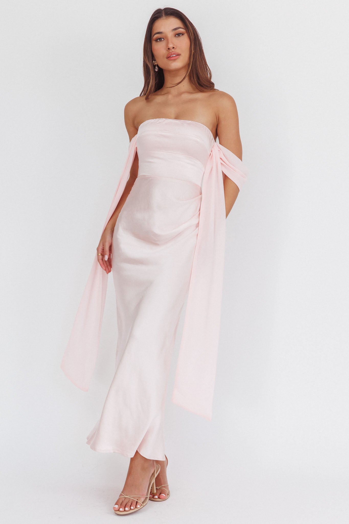 Odayah Draped Sleeve Maxi Dress Pink by Selfie Leslie