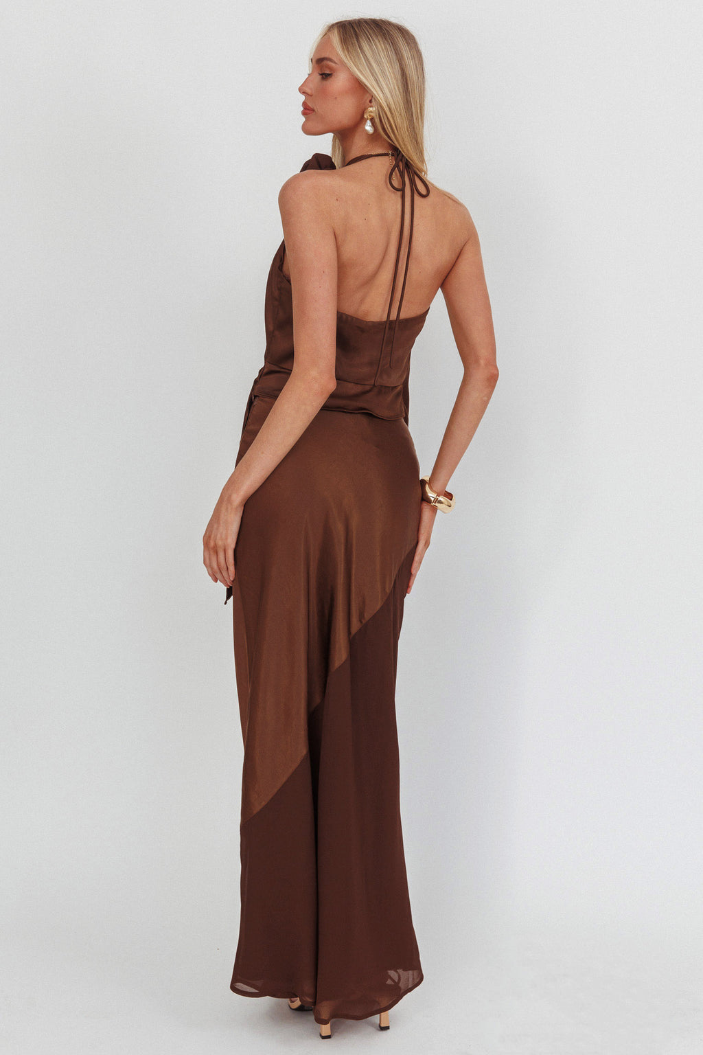 Easy Love Contrast Maxi Skirt Chocolate by Selfie Leslie