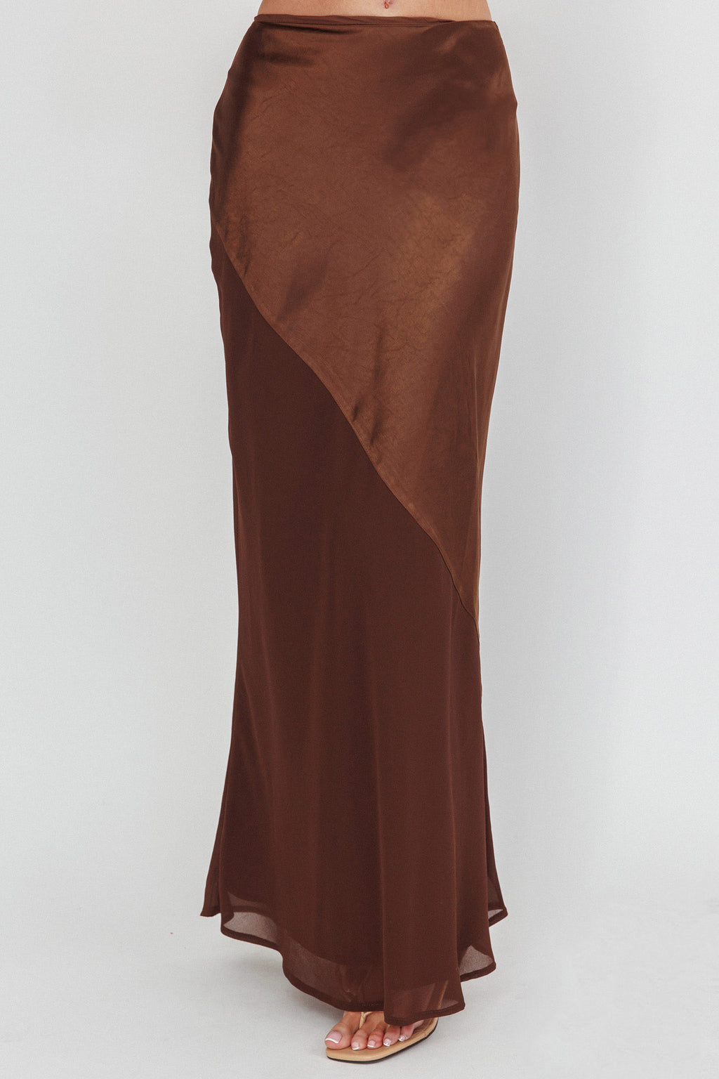 Easy Love Contrast Maxi Skirt Chocolate by Selfie Leslie