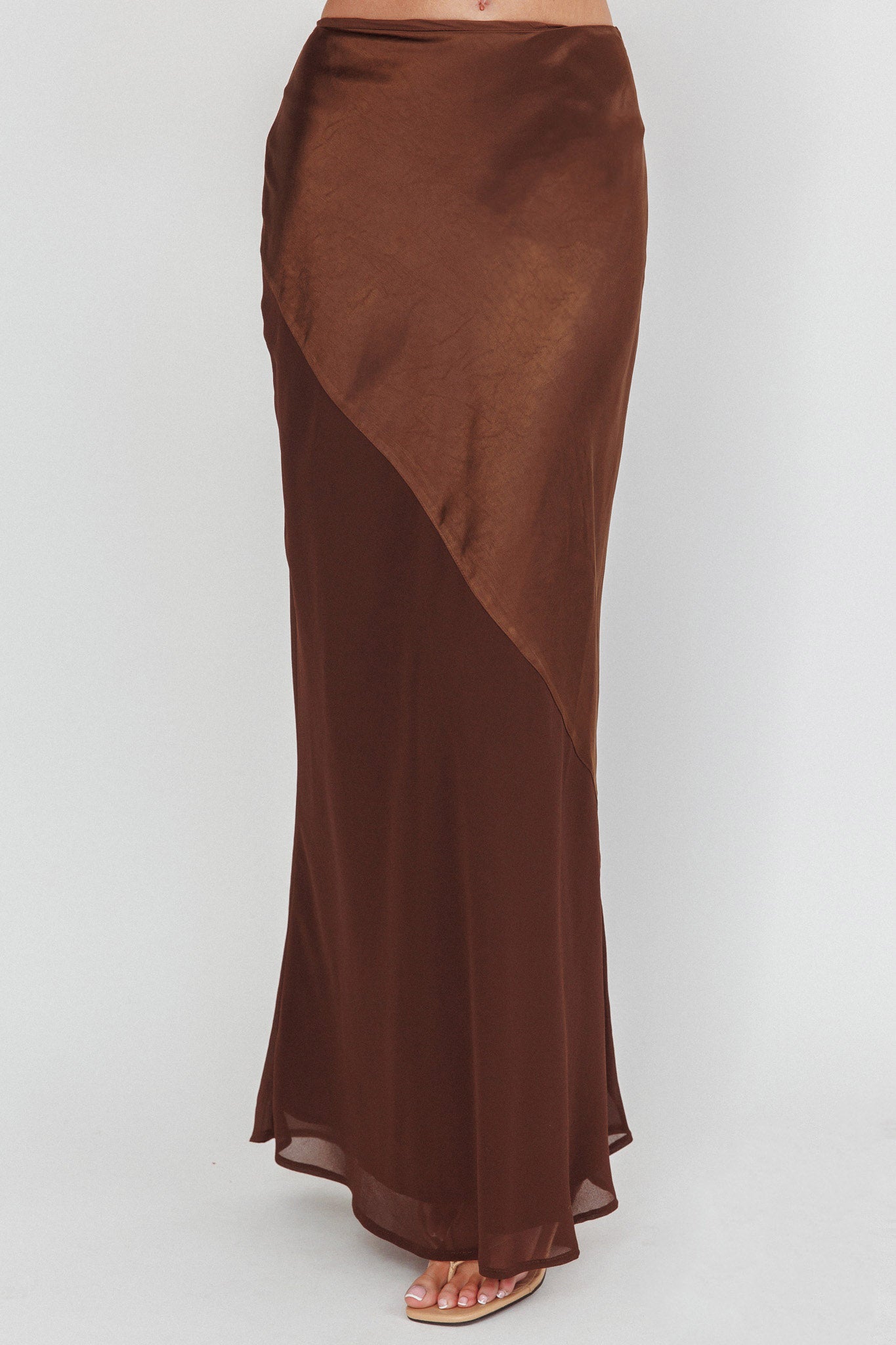 Easy Love Contrast Maxi Skirt Chocolate by Selfie Leslie