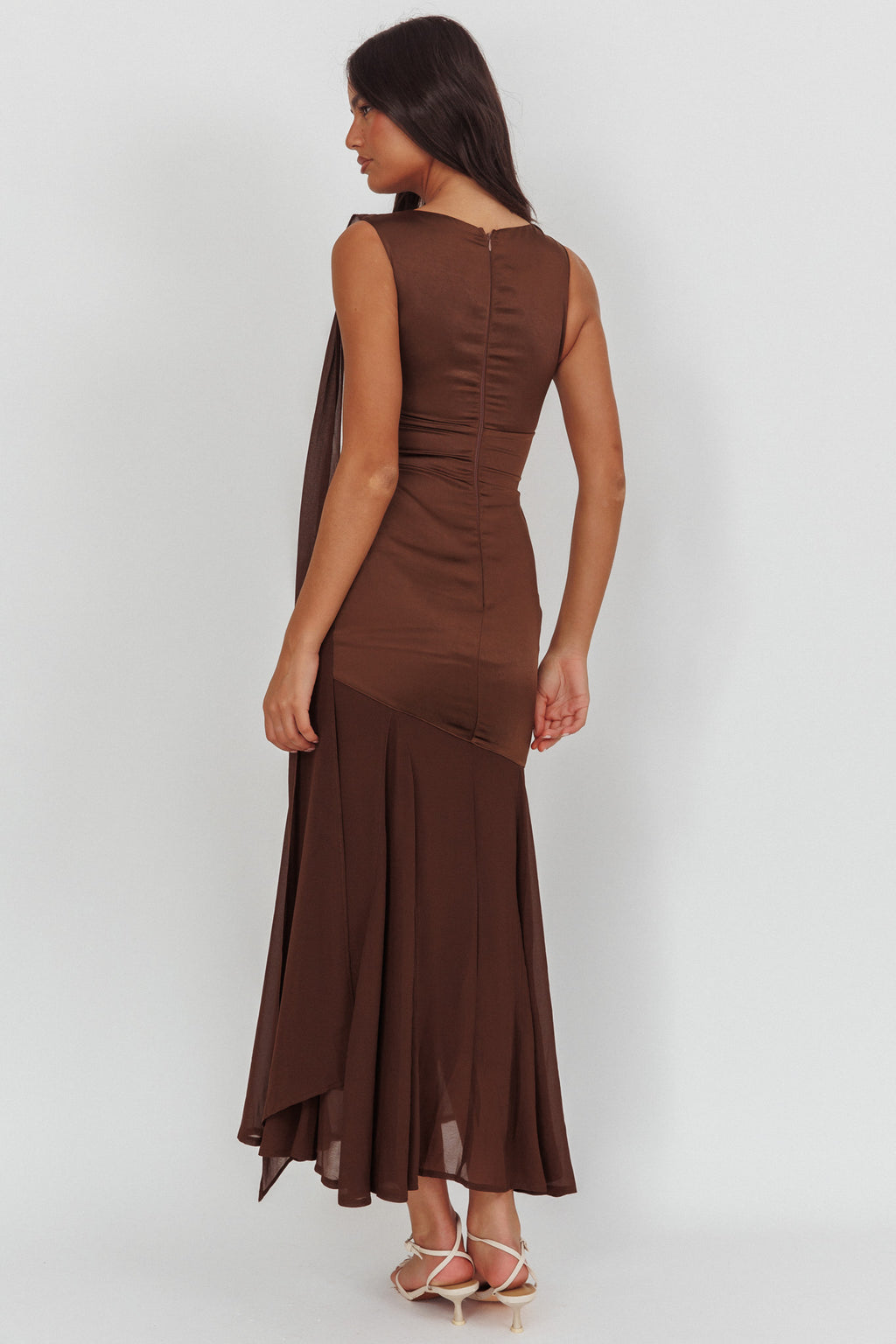 Meliza Keyhole Bust Maxi Dress Chocolate by Selfie Leslie