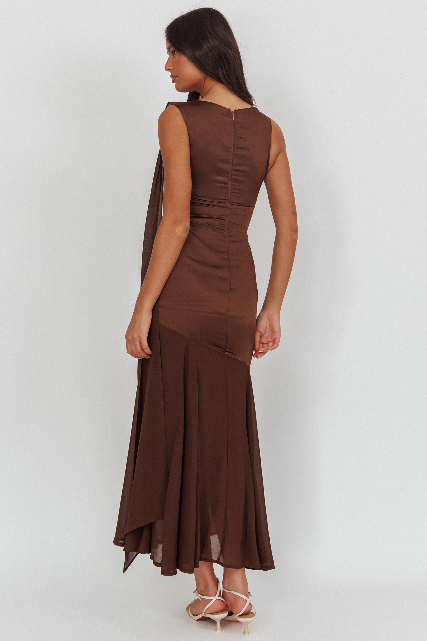Meliza Keyhole Bust Maxi Dress Chocolate by Selfie Leslie