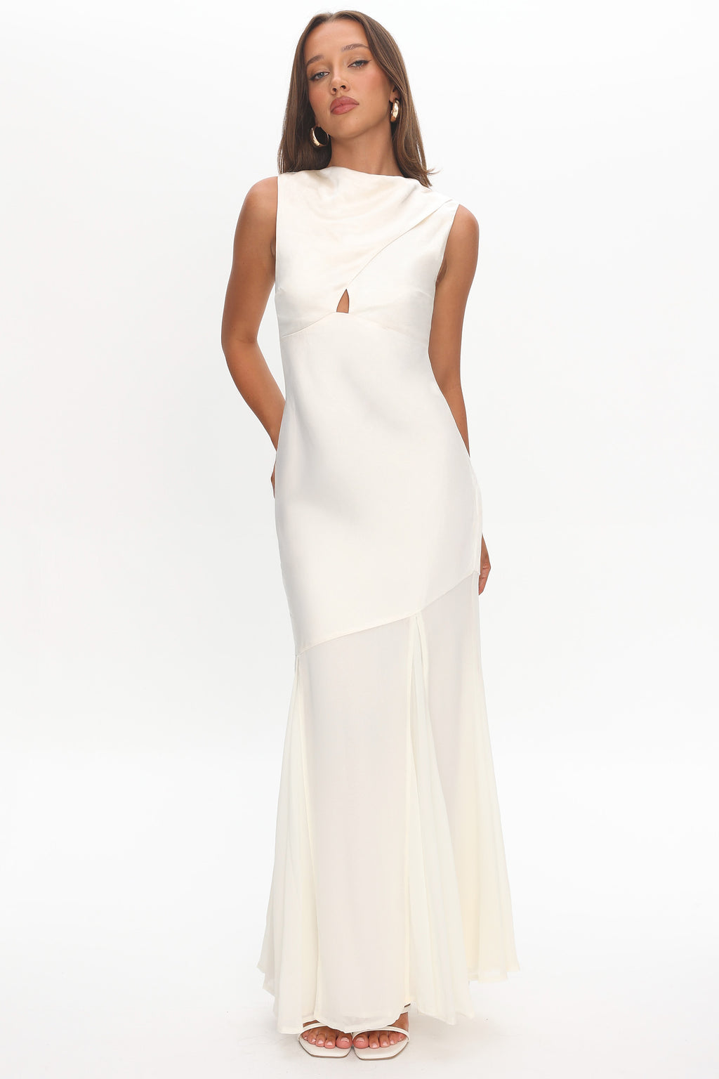 Meliza Keyhole Bust Maxi Dress Oyster by Selfie Leslie