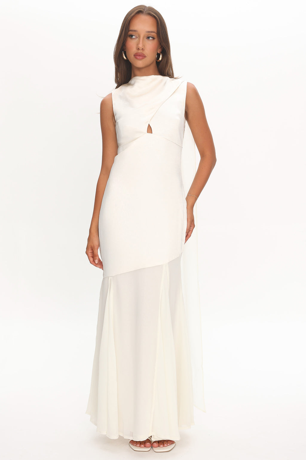 Meliza Keyhole Bust Maxi Dress Oyster by Selfie Leslie