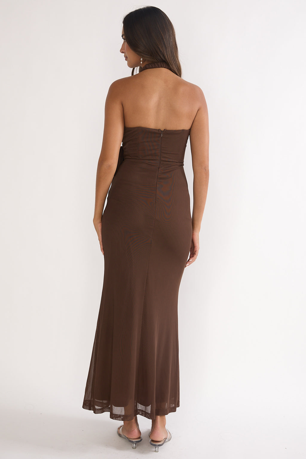 Halo Moon Wrap Front Halter Maxi Dress Chocolate by Selfie Leslie