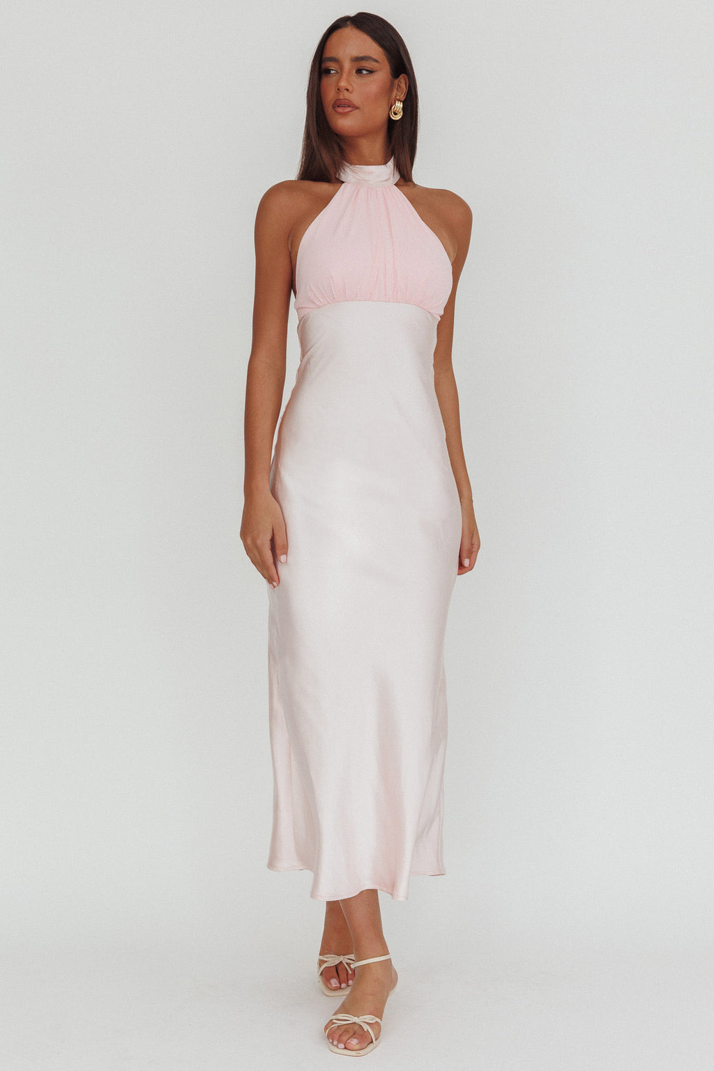 Kaivira Halterneck Maxi Dress Pink by Selfie Leslie