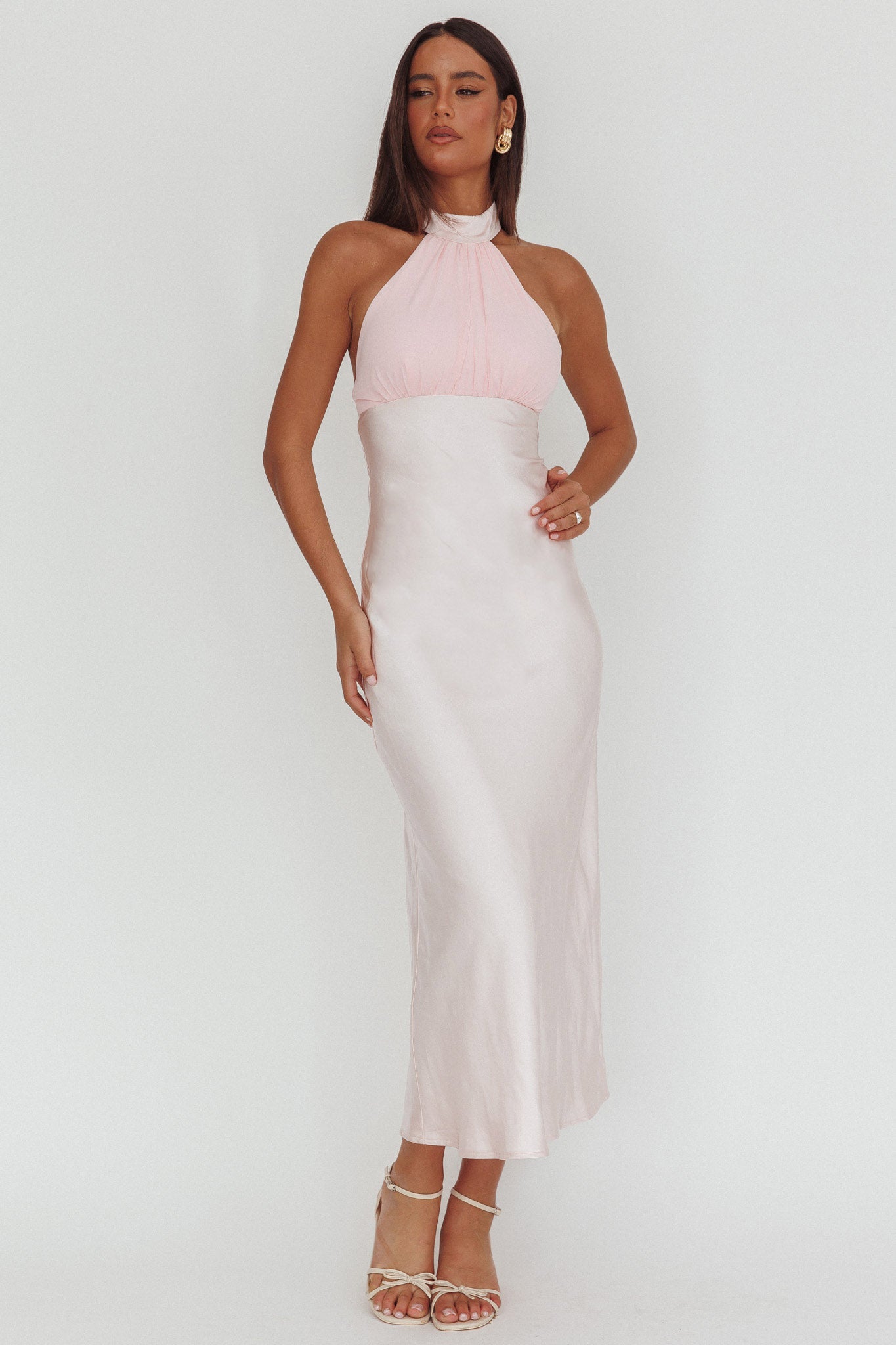 Kaivira Halterneck Maxi Dress Pink by Selfie Leslie