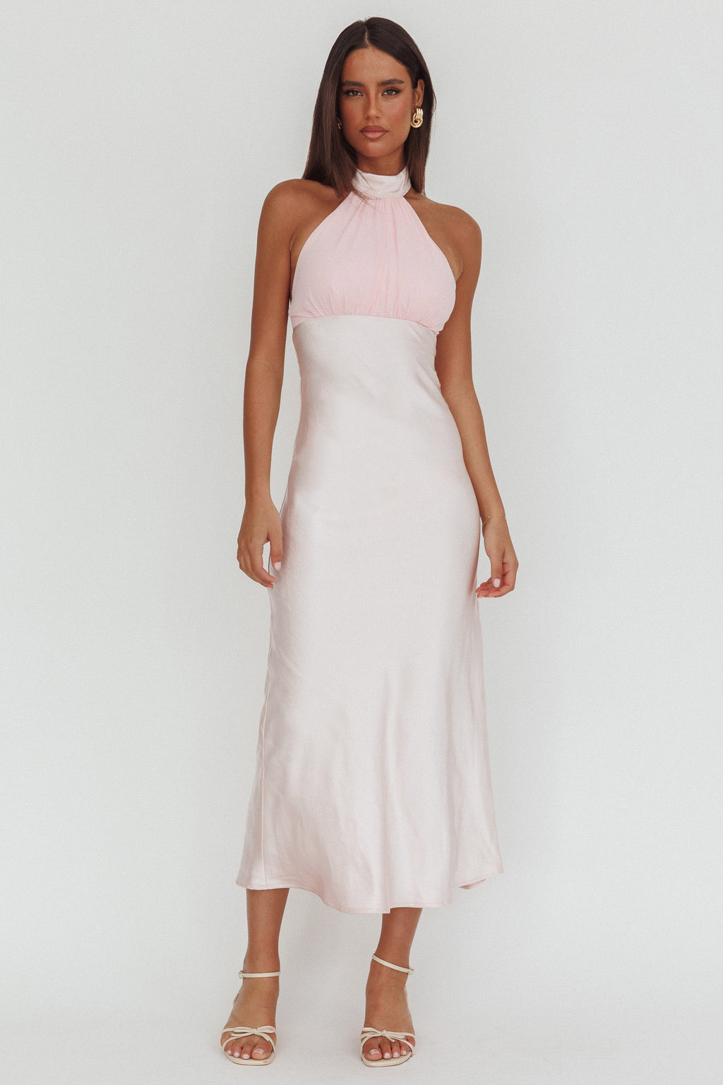 Kaivira Halterneck Maxi Dress Pink by Selfie Leslie