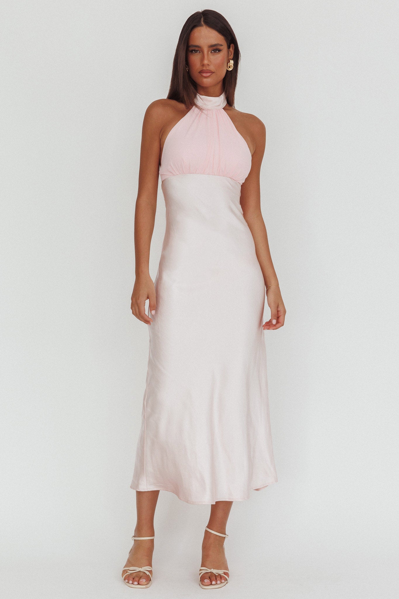 Kaivira Halterneck Maxi Dress Pink by Selfie Leslie