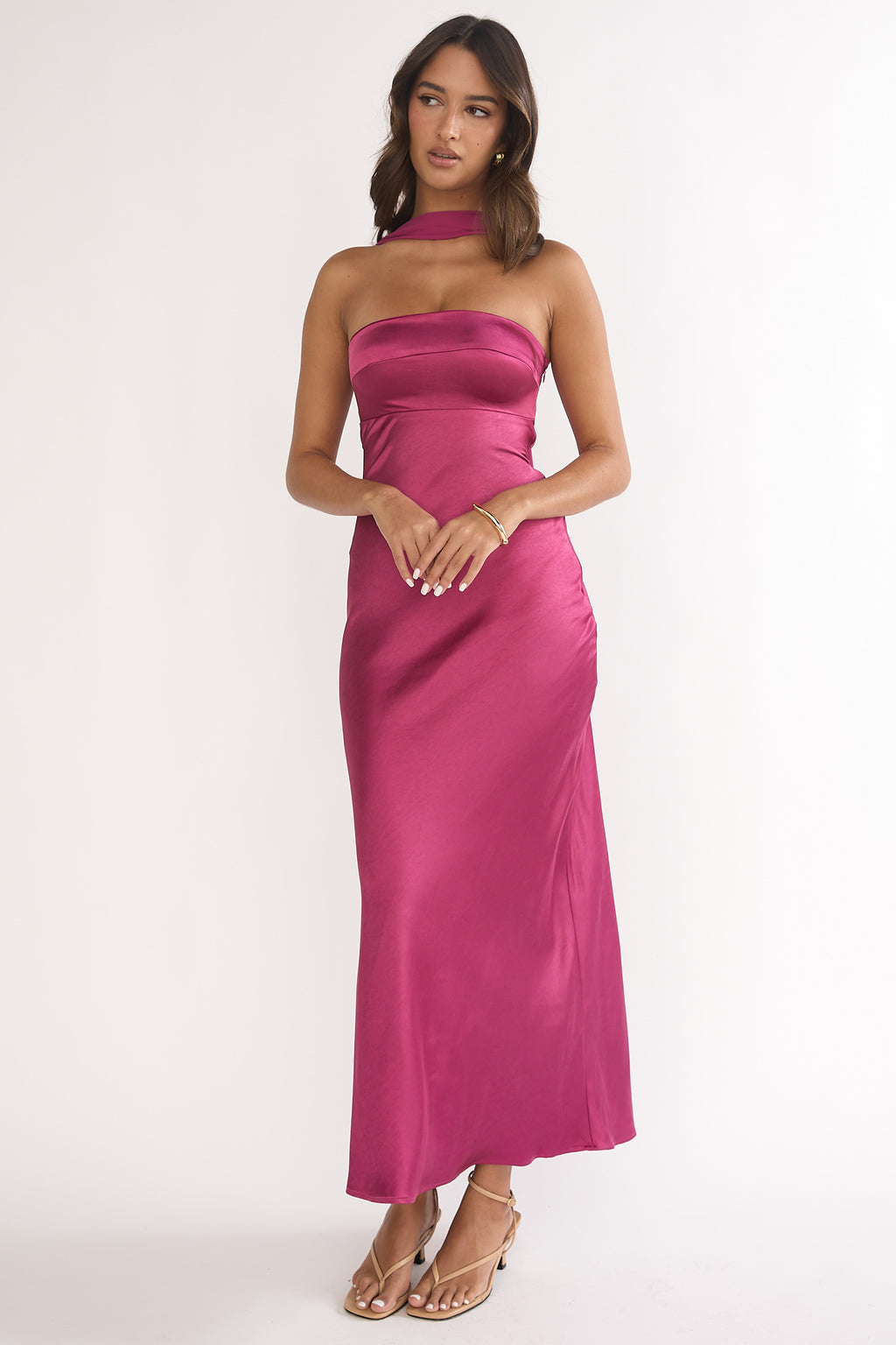 Lior Detachable Shoulder Maxi Dress Burgundy by Selfie Leslie