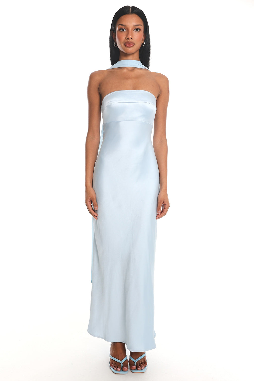 Lior Detachable Shoulder Maxi Dress Blue by Selfie Leslie