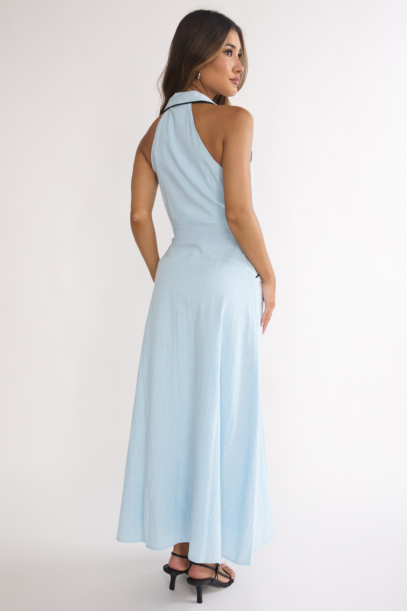 Teagun Collared Button Maxi Dress Blue