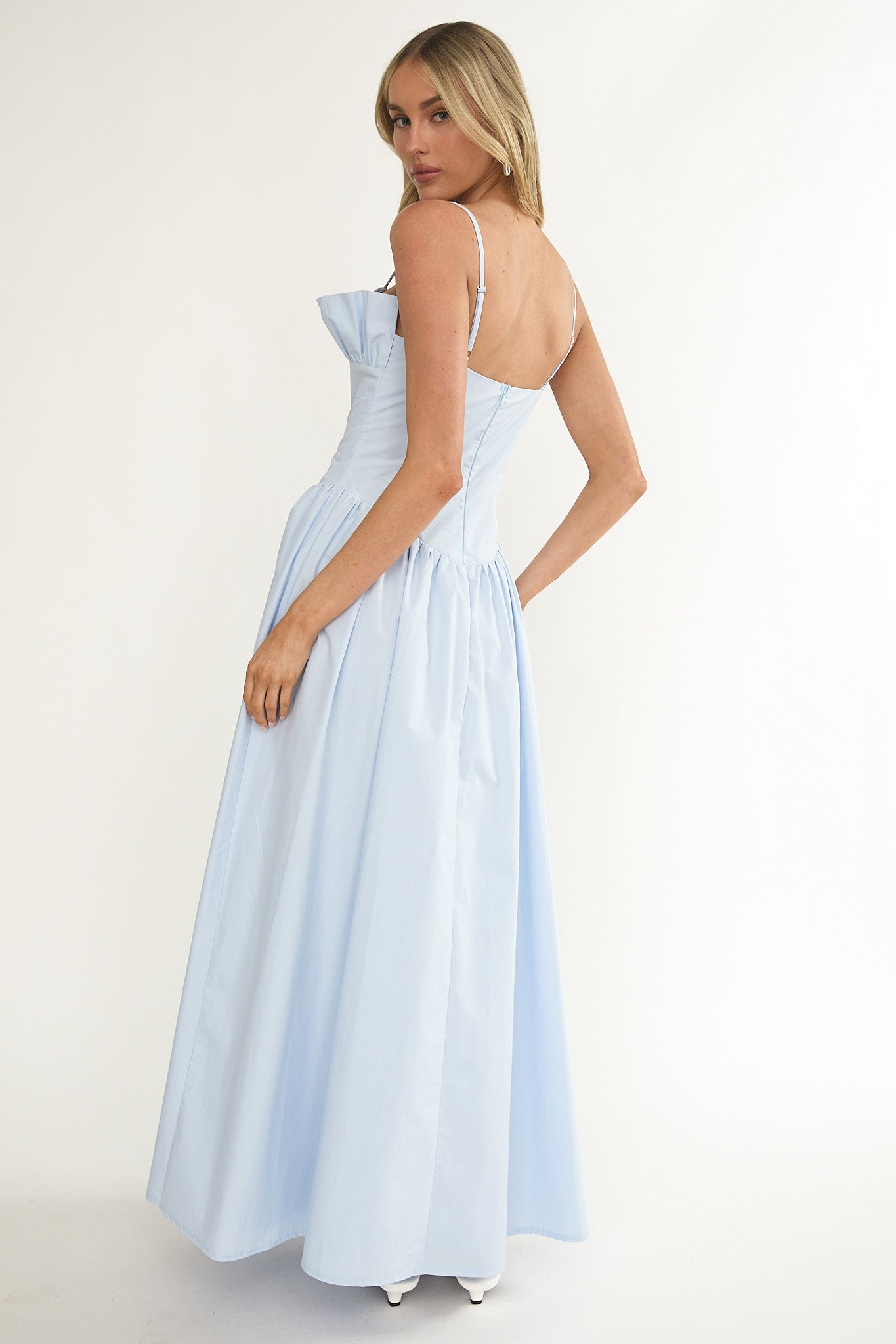 Pailin Frill Bust Maxi Dress Blue by Selfie Leslie