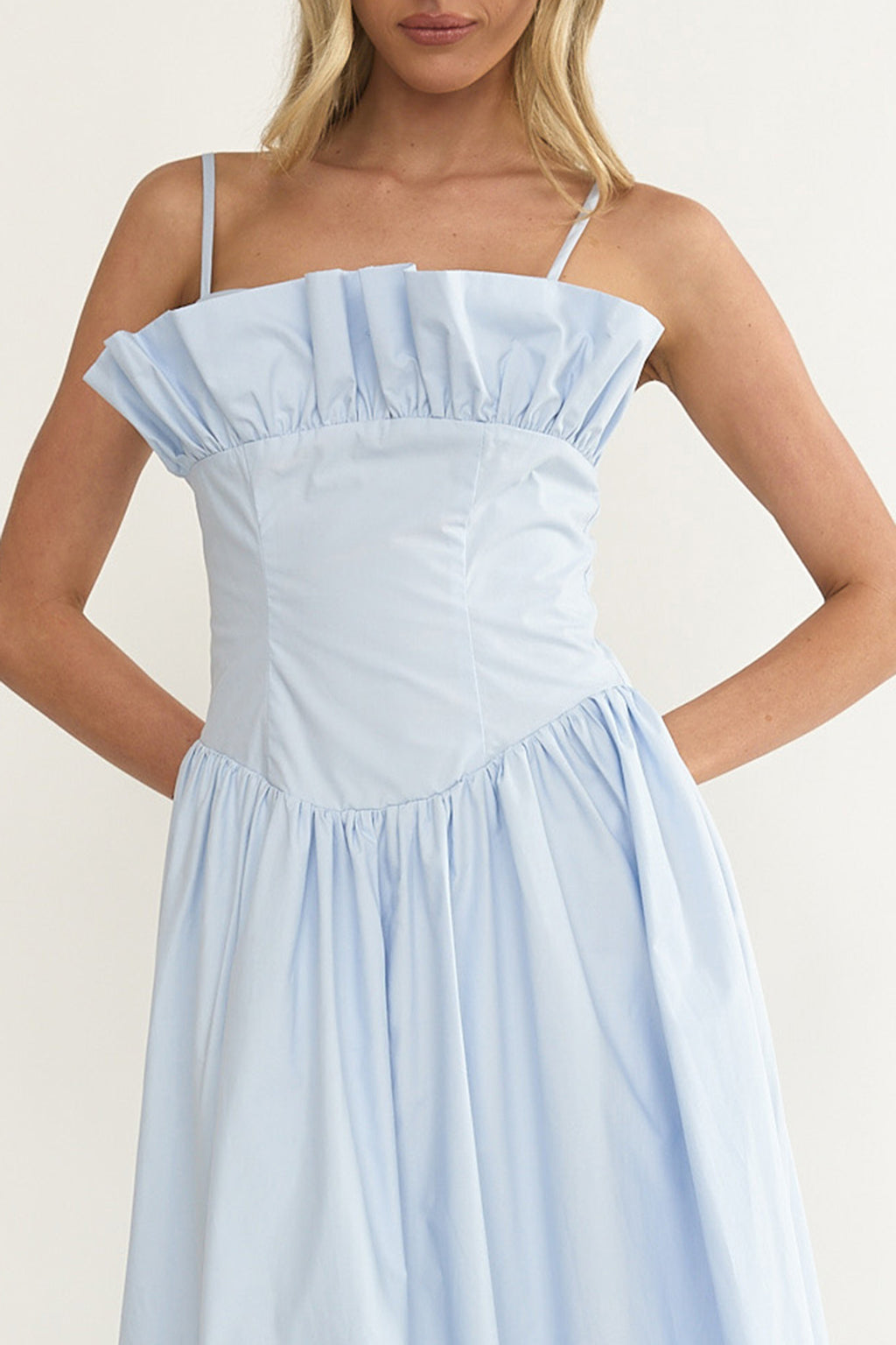 Pailin Frill Bust Maxi Dress Blue by Selfie Leslie