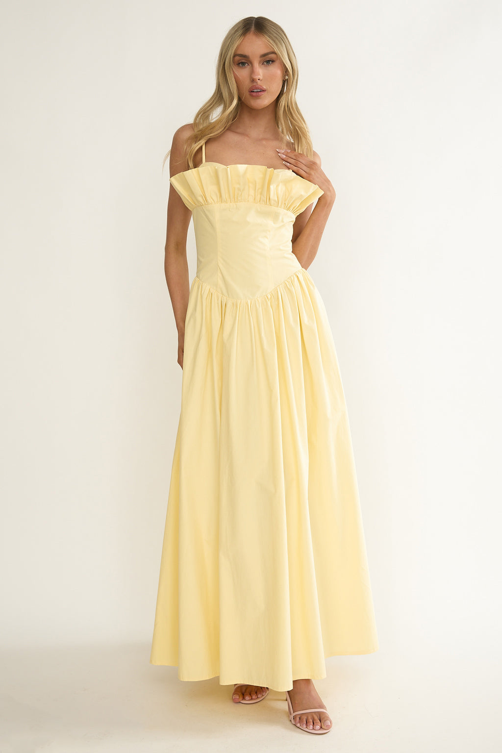 Pailin Frill Bust Maxi Dress Butter by Selfie Leslie