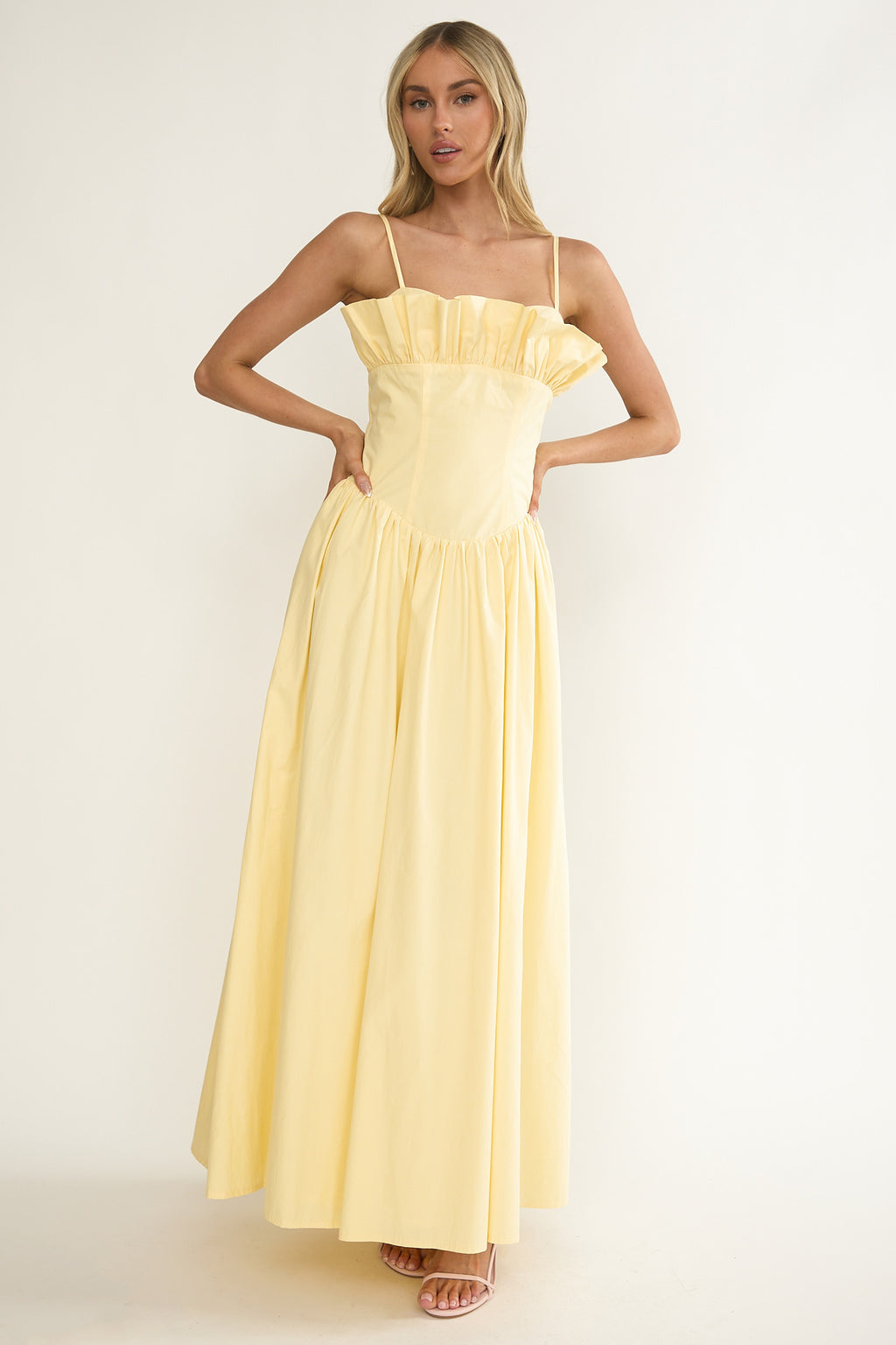 Pailin Frill Bust Maxi Dress Butter by Selfie Leslie